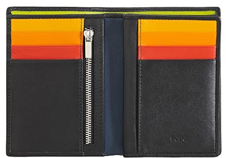 DuDu Mehrfarbige hochkant Geldbörse RFID mit Reißverschluss Schwarz
