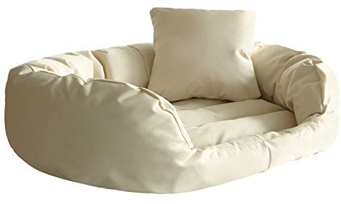 tierlando® Hundebett Sammy Komfort mit herausnehmbarer 4-Kammer-Matratze und hohem Rand aus Polyester 600D für große und schwere Hunde Größe: 140x105cm | Farbe: 05 Creme