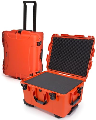 NANUK 960 Hard Case with Cubed Foam – Waterproof Travel Camera Hard Case with Wheels, 25.4” x 20” x 14.5”, Dustproof and Impact-Resistant, Ideal for Heavy Loads – Orange