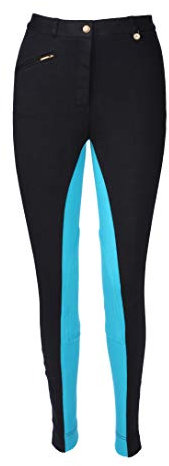 Discount Pet Accessories REITEN Damen WEICH DEHNBAR REITHOSEN/Reithose JODS SCHWARZ MIT PFAU VON Angebot Tier ZUBEHÖR - Schwarz/Pfau, 46