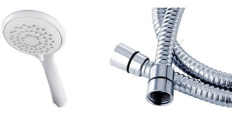 Triton 5 Position Shower Head - White with Triton 1.75m Shower Hose - Chrome