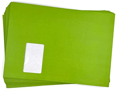 50 Versandtaschen für Geschäftspost, Grün, Frühlingsgrün, Apfelgrün, C4 = 324 x 229 mm, mit Abziehstreifen