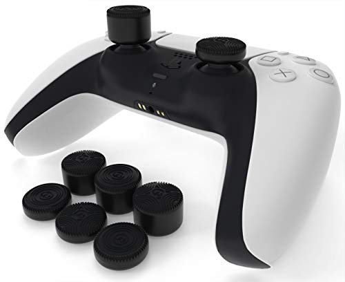 Foamy Lizard Erhöhte Daumengriffe (8 Stück) für Playstation 5 Dualsense von Foamy Lizard – schweißfreies 100% Silikon, präzise, PS4, Stadia & Switch Pro (schwarz)