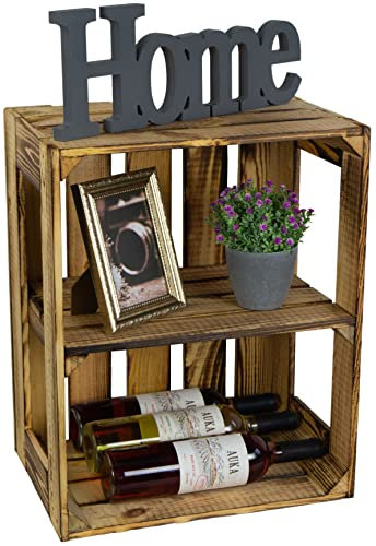 flambierte/geflammte Massive Obstkisten als Regal oder als Klassische Kiste ca 50x40x29cm/Apfelkisten Weinkisten aus dem Alten Land (1 Stück geflammte offen mit Quer Einlage)