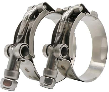 Roadformer 3 T-Bolt Hose Clamp - Working Range 83mm - 91mm for 3 Hose ID, Stainless Steel Bolt, Stainless Steel Band Floating Bridge and Nylon Insert Locknut (83mm - 91mm, 2 Pack)