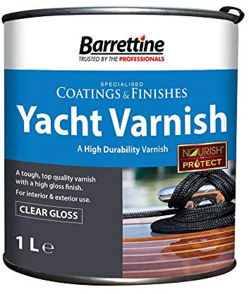 Barrettine Yacht Varnish (Clear Gloss, 1L) - High Gloss Finish Interior & Exterior Wood Varnish with Long-Lasting Protection Against Cracking, Flaking & UV Damage