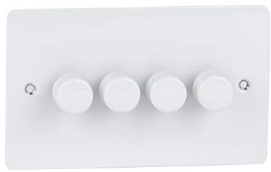 Schneider Electric Ultimate Flat Plate - 4 Gang 2 Way LED Dimmer Light Switch, 75W/VA, GU6242LPW, White