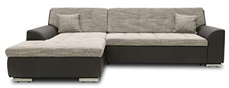 DOMO. collection Ecksofa Treviso, Sofa in L-Form aus Kunstleder und Webstoff, Eckcouch, Couch, Polsterecke, 267 x 178 x 83 cm (BxTxH), grau/schwarz