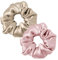 LILYSILK 100% Seide Haarringe Damen Pferdeschwanzhalter Haarband aus Seide, Seide Haargummis Verpackung MEHRWEG(Taupe + Rosa,2)