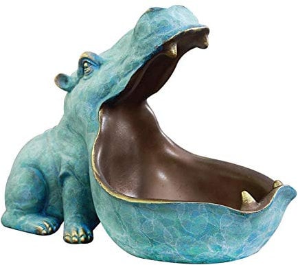Courti Big Mouth Hippo Key Bowl, Resin Hippo Figurine Key Storage Holder Desktop Candy Dish Organizer, Hippo Statue Resin Hippopotamus Figurine Sculpture Home Table Decoration?three Colors?
