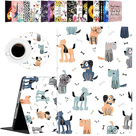 Case for New iPad 9.7 Inch 2018/2017 (6th and 5th Generation) Pro 9.7, iPad Air 2, iPad Air - Shockproof Light Weight Cover with Coasters Set Cute Dog