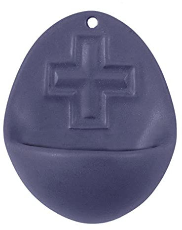 FRITZ COX Weihkessel aus Keramik | mit Kreuz-Symbol | blau | Weihwasserbecken für zuahause | handgefertigt | 10cm