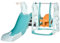 homcom Toboggan pour enfants avec balançoire réglable, panier et boules pour chambre et jardin, 149 x 186 x 98 cm, bleu et orange