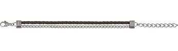 BREIL - Herrenarmband Kollektion B Mix TJ3084 - Herrenschmuck - Leder- und Stahlarmband für Herren, mit Doppelter Schlaufe um das Handgelenk - Verstellbare Länge von 17 cm bis 23 cm