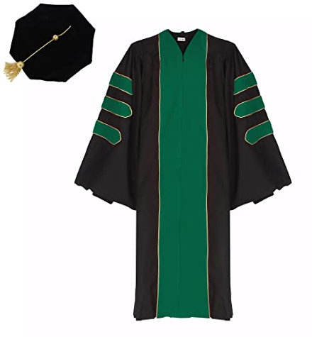 Ariro Unisex Arztkleid und 8 Seiten Tam Paket für Fakultät und Professor Phd (grün, 60)