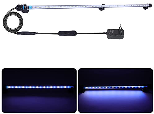 VARMHUS LED 18-112 cm für Fisch Tank Aquarium Leuchte Wasserdicht Aquarium Aquarium Beleuchtung, Lampe Stecker EU Unterwasser LED-Lichtbalken (Weiß und Blau, 92 cm)