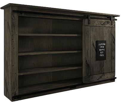 MASSIVMOEBEL24.DE Wandregal Mango grau lackiert Railway #258 | 130 cm (BxTxH) 31 kg Industrial montiert vollmassiv