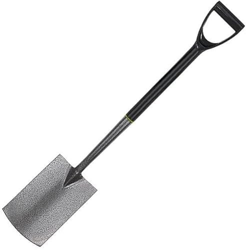 AAMEN Heavy duty Ergonomic Garden Spade - Outdoor digging spade For planting, Carbon steel Border Spade With Durable Plastic D-Handle - Grey Fencing Spade_7.5 x 19.5 x 92cm