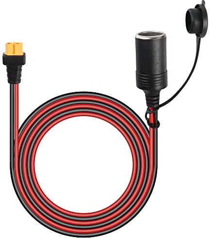 GELRHONR XT60 zu Zigarettenanzünder Buchse Kabel mit staubdichten wasserdichten Kappe, 14AWG 12V/24V, für Auto Inverter Reifen Inflator Luftpumpe-1.5M/4.9Ft