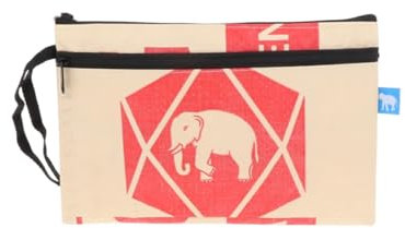 MoreThanHip Ravi Federmäppchen Elefant Rot - Schlampermäppche aus Recycelten Zementsäcke Etui Federtasche Büro Schule Bleistiftetui Stiftetui für Schreibwaren - 21 x 13 cm