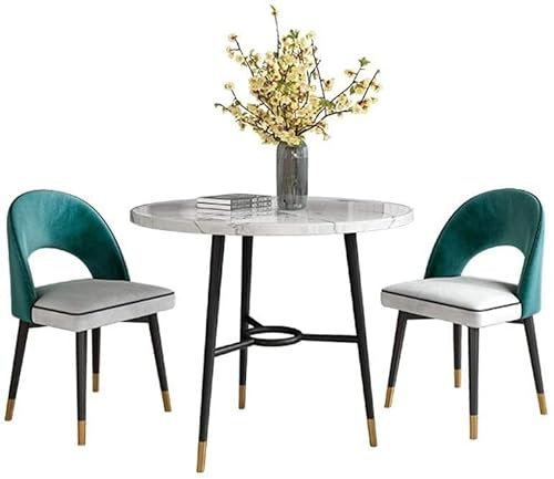 LGESR Business Dining Room Esstisch Set Platzsparende Verhandlungstische und Stühle Kaffee Runder Marmortisch Büro Konferenz Besprechungstisch und Stuhl Sets Westliches Restaurant Esszimmer