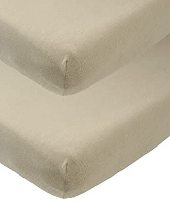 Meyco Baby Uni Spannbettlaken 2er Pack für das Beistellbett (Bettlaken mit weicher Jersey-Qualität, aus 100% Baumwolle, perfekte Passform durch Rundum-Gummizug, atmungsaktiv, Maße: 50 / 90cm), Taupe