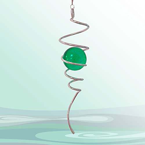 Aoedelyart Windspiel Schwanz Gazing Ball Spirale Dekorative Windspiele Sonnenfänger 27,9 cm Schwanz und 5,1 cm Glaskugel Indoor Outdoor Garten Dekoration Windspiel Stabilisator -33 cm Höhe (Grün)