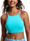 CRZ YOGA Damen Bikinitops Stehkragen Bikini Sport BH Racerback Gepolstert Bikinioberteil Sexy Bikini Oberteil Türkis 38