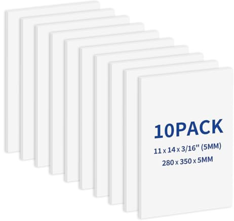 Zzrywuty Paquete de 10 tableros de espuma de 11 x 14 pulgadas, tablero de núcleo de espuma de poliestireno de 5 mm de grosor para manualidades, tablero de póster blanco, tablero de visión, tablero de
