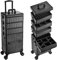 Kosmetik Trolley 5 in 1 Kosmetikkoffer Trolley Make up Koffer Groß Friseurkoffer mit Rollen Schminkkoffer Beauty Case Nagelkoffer,Hellschwarz