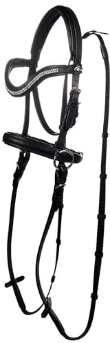 RL24 - Trensenzaum gebisslos für Holzpferde Funny Horses von HKM | Trense aus Echtleder in schwarz | Zaumzeug für Holzpferd mit Zügel | Pferdespielzeug für Kinder | Holzpferd Zubehör für Minishetty