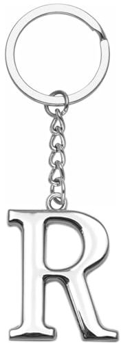 LUODAN Cadeau Femme Homme Porte-clés, Argent A-Z 26 lettre initiale pendentif porte-clés-Cadeaux Sœurs Amitié Collègue Papa Marraine Parrain idées Cadeaux Meilleur Ami Anniversaire (R)