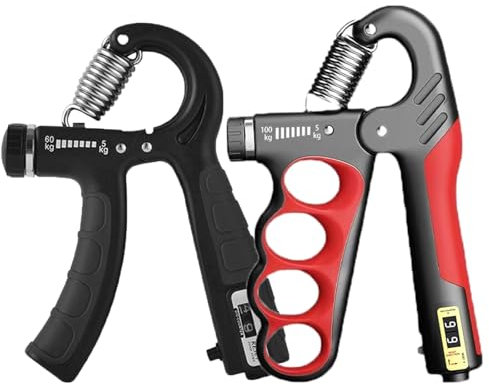 Zixrmor Handtrainer2-Set Handtrainer Unterarmtrainer1-Set 5-60kg Griffkraft Trainer 1-Set 5-100kg Fingertrainer,Sport hand trainer und Handtrainer Fingertraine (Rot+Schwarz)