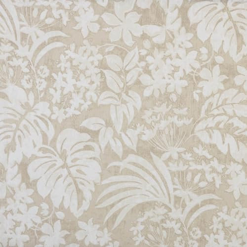 Kt KILOtela - Bedruckter Leinwandstoff, Dekoration, Polster, Kissen, Vorhänge, Tagesdecken, Taschen, Tischdecken, Basteln, 100 cm Länge x 280 cm Breite, Botanisch, Paula Beige - 1 Meter