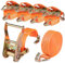 4 Stück Spanngurte mit Haken Ratsche in 6m 3000kg 3T Zweiteilig 40 mm Ratschengurt Zurrgurte für Ladungssicherung TÜV/GS Zertifiziert(Orange)
