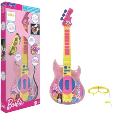 Lexibook, Barbie, Chitarra Elettronica con Microfono e Occhiali per Cantare con Stile, 2 Modalità di Gioco, Melodie Dimostrative, Effetti di Luce, Rosa/Giallo, K260BB