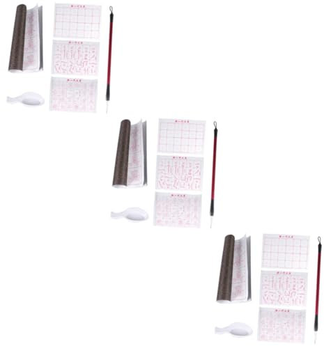 SEWOART 18 STK Gerasterte Stoffmatte Chinesisches Kalligrafie-Tuch Kalligrafie-übungstuch Wasserschreibtuch Wiederverwendbares Kalligraphiepapier Sumi-Papier Xuan-Papier Reispapier Hölzern