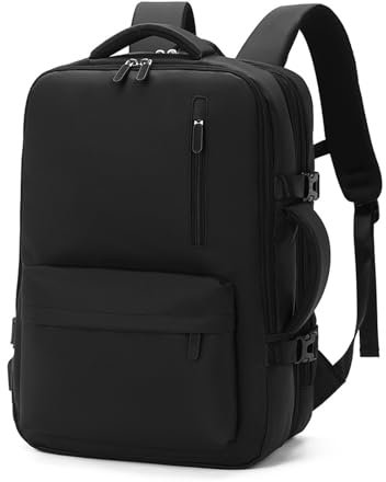 FANDARE Laptop-Rucksack Herren Handtasche 30-40L Reiserucksack Damen Schulrucksack Erweiterbarer Handgepäck Flugzeug Geschäft Arbeiten Schulranzen Reisen Weekender Tagesrucksack Daypacks Schwarz