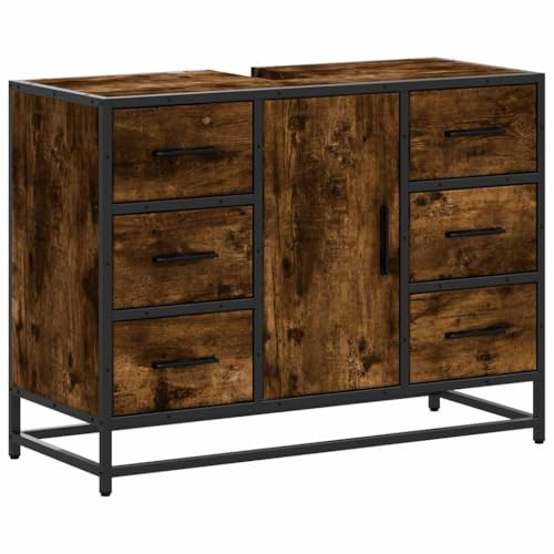 vidaXL Waschbeckenunterschrank Räuchereiche 80x33x60 cm Holzwerkstoff