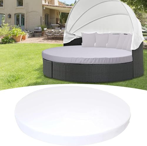 Tagesbettbezug für Außen 158 cm weiß runde Tagesbett Terrassenüberwurf mit Gummizug für einfache Passform und Austausch