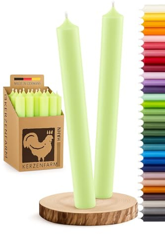 Stabkerzen 10 Stück Tafelkerzen durchgehend gefärbt Spitzkerzen für die Tisch-Deko zur Hochzeit Weihnachten & Party Farbe: Pastell-Grün Höhe:18cm