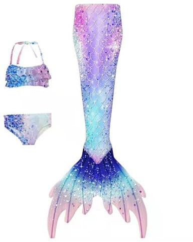 Mädchen Stück Schwimmflossen Kinder Cosplay-Badeanzug Für Schwimmen Kostüme Flosse Bikini Set Ohne Einlagen 4-13 Jahre