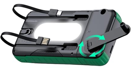 Solar Powerbank,wasserdichte Powerbank Mit 20000 mAh - Solar Mit Handkurbel,für Kamera Tablet Wandern Reisen Roadtrip Angeln Backpacking Musikfest