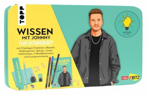 Wissen mit Johnny: Fan-Schreibset: Metalldose mit Schreibutensilien im Johnny-Design