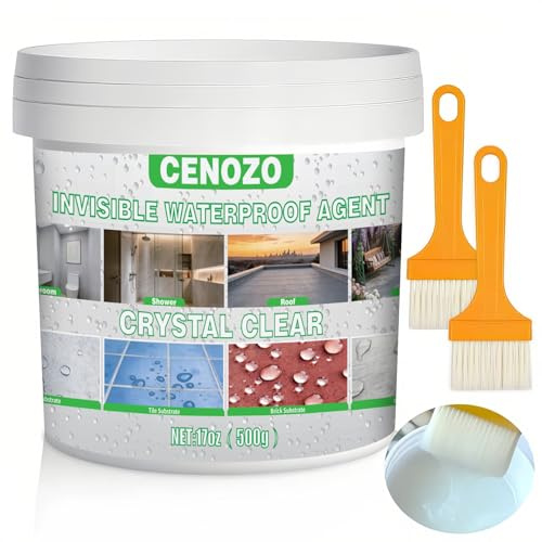 500g Guaina Liquida Impermeabilizzante,Sigillante Impermeabile Trasparente per Interni & Esterni,Tetti,Bagni,Fornisce Protezione Impermeabile Invisibile per Calcestruzzo,Legno e Piastrelle – 0,7 m²