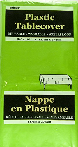 LIME GREEN Plastic Tablecover/Tablecloth {54 x 108}{137cm x 274cm}