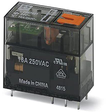 PHOENIX CONTACT REL-MR-24AC/21HC/MS Steckbares Miniaturrelais mit Leistungskontakt, 1 Wechsler, Prüftaste, Mechanische Schaltstellungsanzeige, Status-LED, 24 V AC Eingangsspannung, 10 Stück