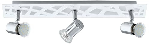 EGLO LED Deckenstrahler Daven 1 3-flammige Deckenlampe | schwenkbare Spots, Deckenleuchte aus Metall in Chrom und satiniertem Kunststoff, Deckenspot inkl. GU10 Leuchtmittel, warmweiß