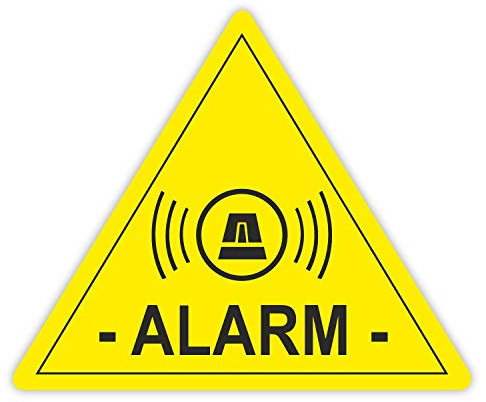 5 adesivi di allarme, giallo I 5 x 4cm Indicazione del sistema di sicurezza I esterno autoadesivo I per vetri di finestre casa auto camion veicolo I hin066