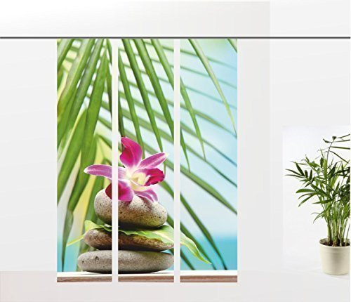 gardinen-for-life Flächenvorhang Orchidee - Serie 3er Set, Wellnessmotiv, Jew. Gr.60x260 cm